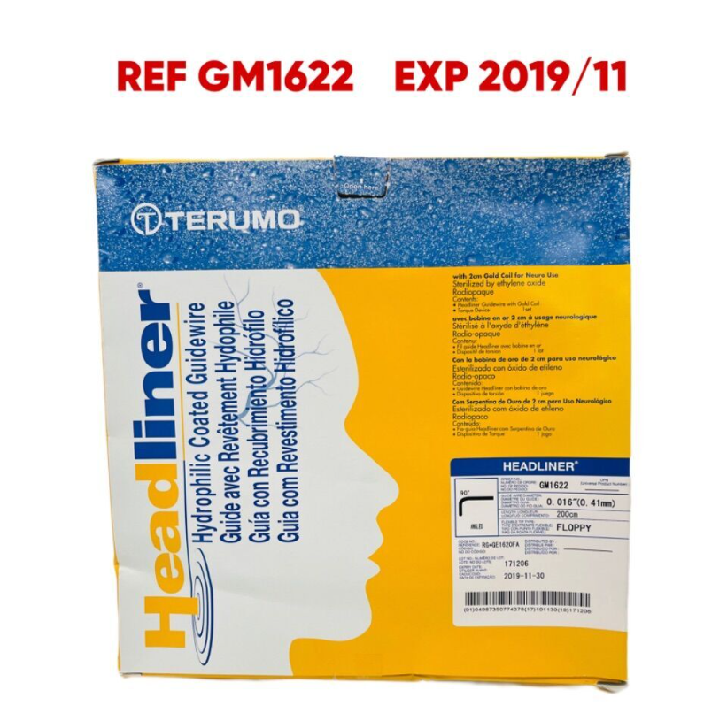 TERUMO GM1622 HEADLINER HYDROPHILIC GUIDEWIRE 0.016" X 200CM FLOPPY 90° ANGLED  EXP 2019 11