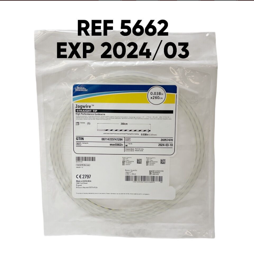 BOSTON SCIENTIFIC 5662 Jagwire STRAIGHT TIP High Performance Guidewire 260cm 0.038in (0.97mm) EXP 2024 03