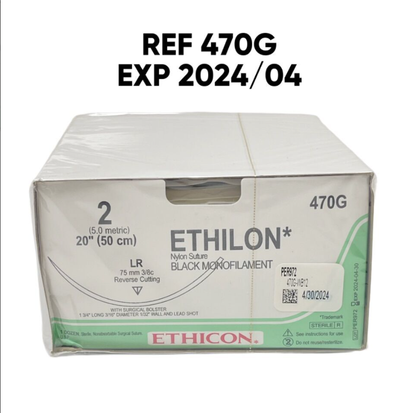 ETHICON 470G ETHILON Nylon Suture 2 (5.0 metric) 20