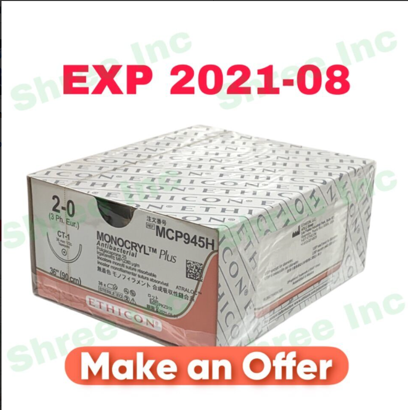 ETHICON MCP945H MONOCRYLT Plus undyed monofilament absorbable suture EXP 2021-08