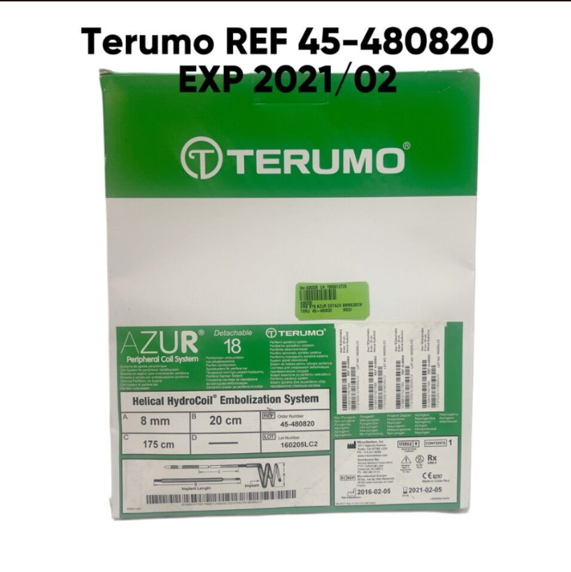 TERUMO 45-480820 AZUR DETACHABLE 18 HELICAL HYDROCOIL EMBOLIZATION 8MM / 20CM EXP 2021 02