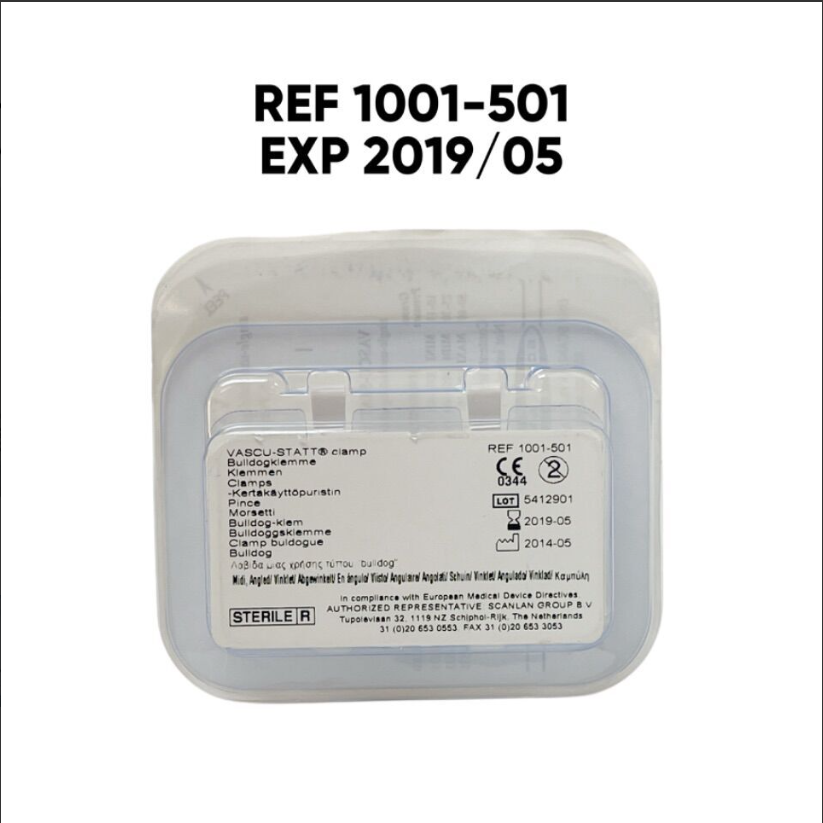 SCANLAN 1001-501 VASCU-STATT BULLDOG CLAMPS REGULAR 45  ANGLE MIDI (2 PER PACKET) EXP 2019 05
