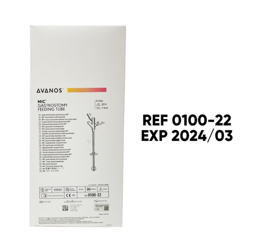 AVANOS 0100-22 MIC GASTROSTOMY FEEDING TUBE G-TUBE 22 FR EXP 2024 03