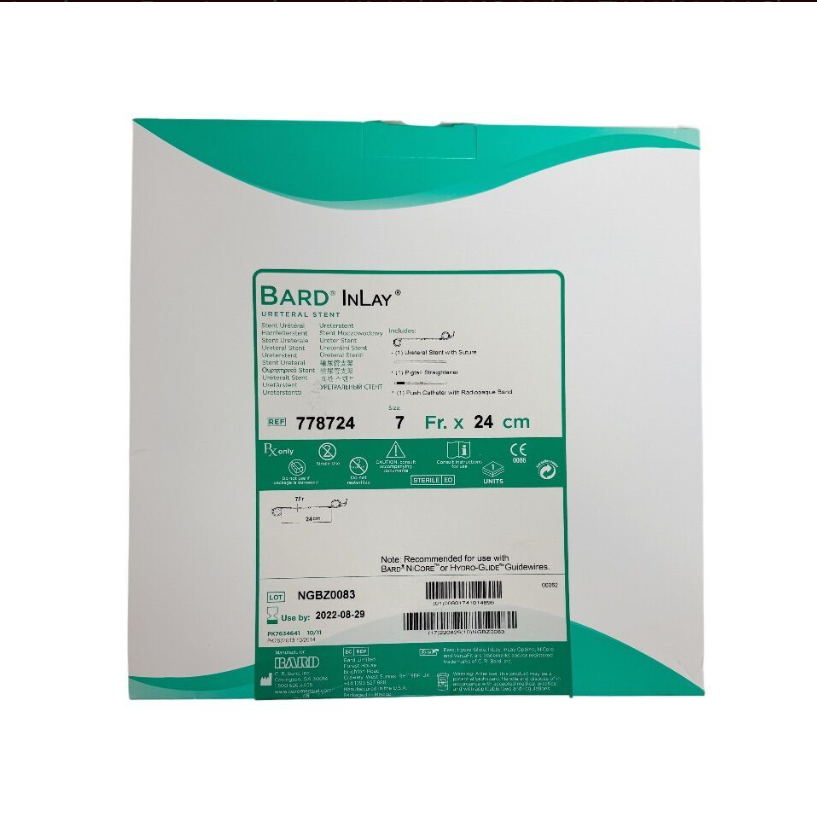 BARD 778724 INLAY URETERAL STENT 7 Fr. x 24 cm EXP. 2022 08