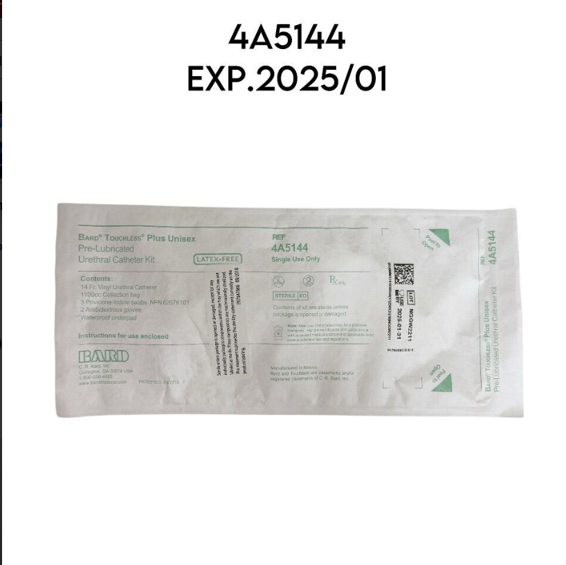 BARD 4A5144 BARD TOUCHLESS Plus Unisex Pre-Lubricated Urethral Catheter Kit EXP.2025 01
