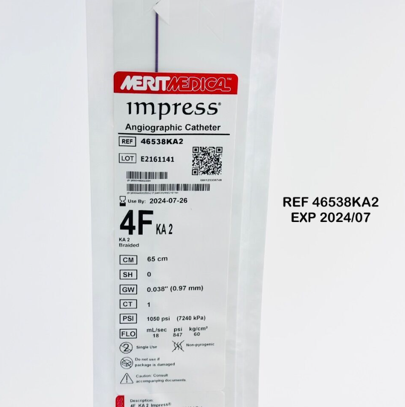 MERIT MEDICAL 46538KA2 IMPRESS PERIPHERAL ANGIOGRAPHIC CATHETER 4F X 65CM 0.038