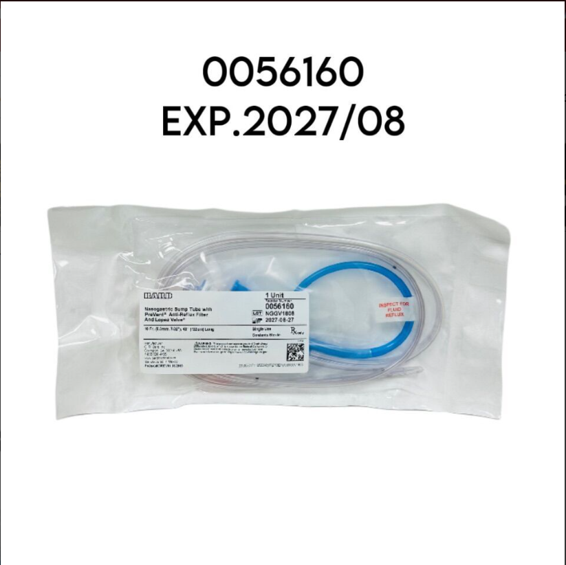BARD 0056160 Nasogastric Sump Tube with PreVent Anti-Reflux Filter And Lopez Valve 16Fr X 48" EXP 2027 08