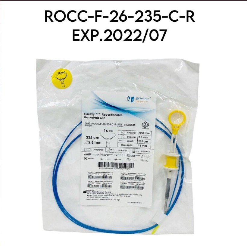 MICRO-TEC ROCC-F-26-235-C-R RC30380 SureClip PLUS Repositionable Hemostasis Clip 2.6mm X 16mm EXP 2022 07