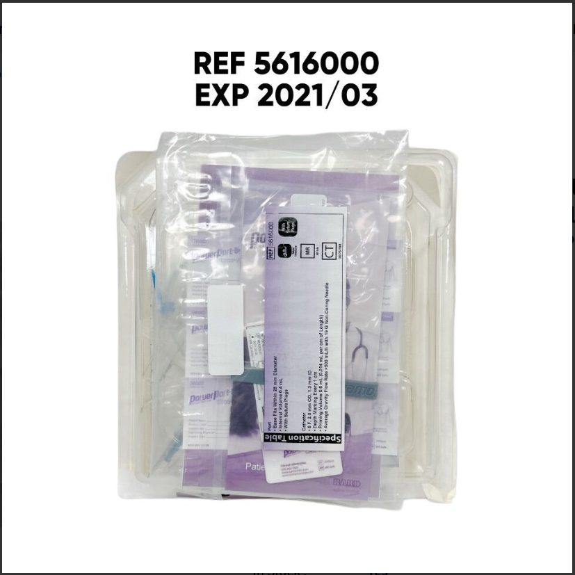 BARD 5616000 PowerPort ClearVUE Slim Implantable Port With Attachable Polyurethane Open-Ended Single-Lumen Venous Catheter 6F EXP 2021 03