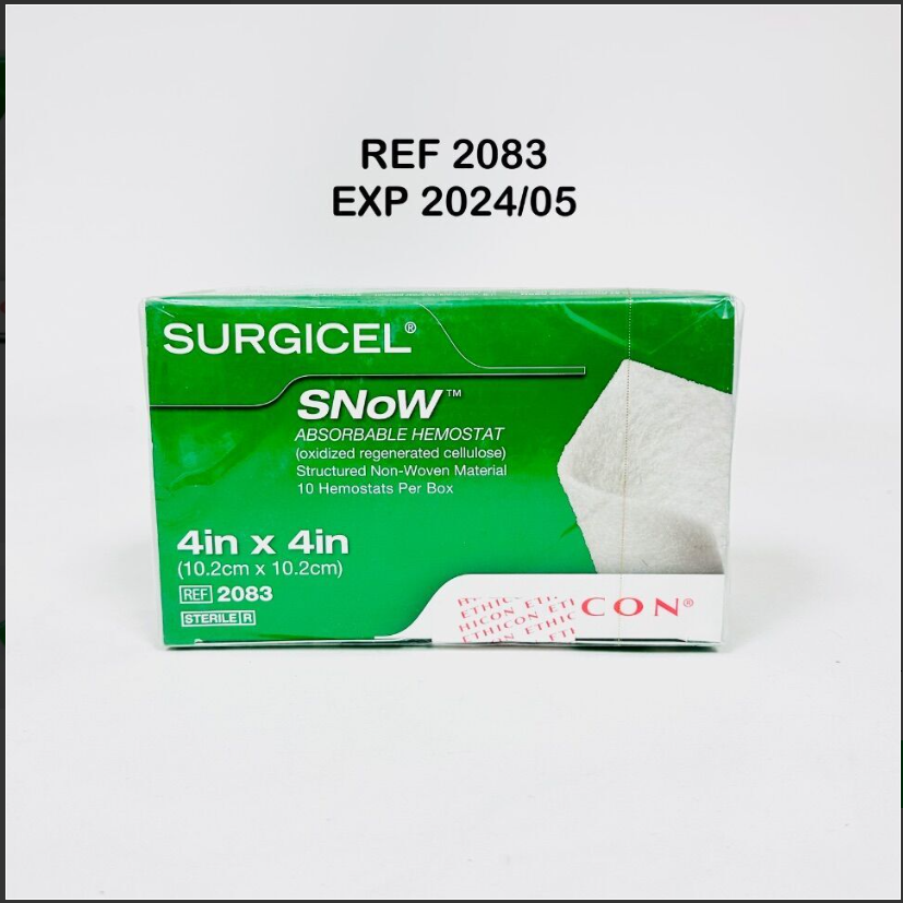 ETHICON 2083 SURGICEL SNOW ABSORBABLE HEMOSTAT 4" X 4" 10/BOX EXP 2024 05