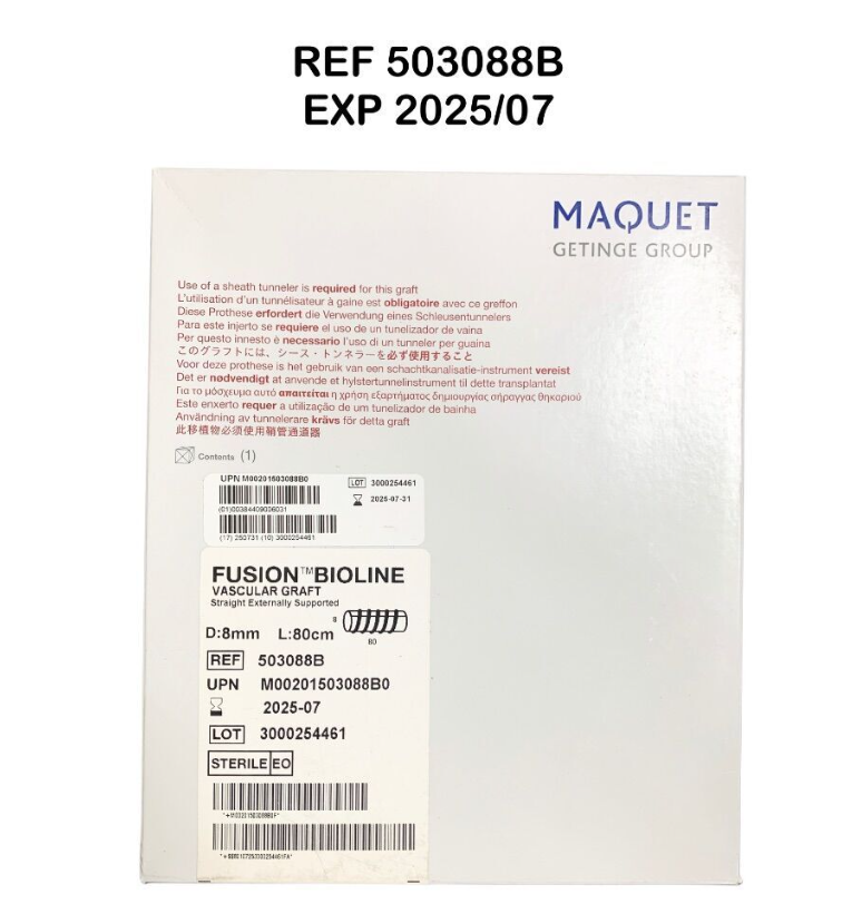 MAQUET 503088B FUSION BIOLINE VASCULAR GRAFT Straight Externally Supported D: 8mm L:80cm EXP 2025 07