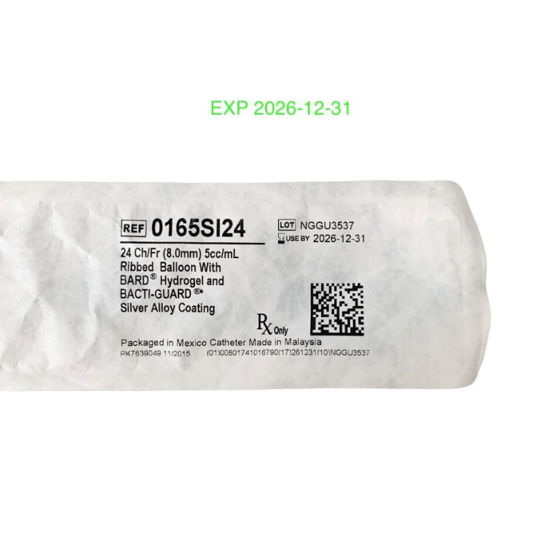 BARD 0165SI24 Bardex I.C. Anti-Infective Foley Catheter 24Fr 5cc EXP.2026 10