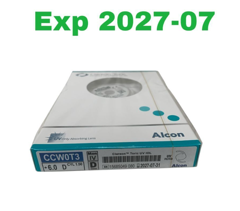 ALCON CCW0T3 Clareon Toric UV IOL Intraocular Lens +6.0 D CYL 1.50 Exp.2027 07