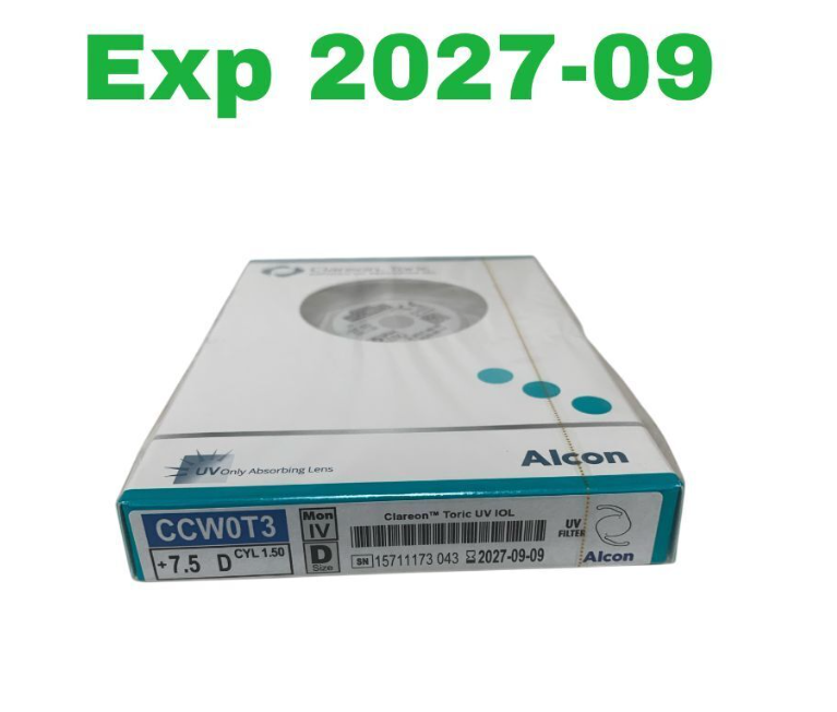 ALCON CCW0T3 Clareon Toric UV IOL +7.5 D CYL 1.50 Exp.2027 09
