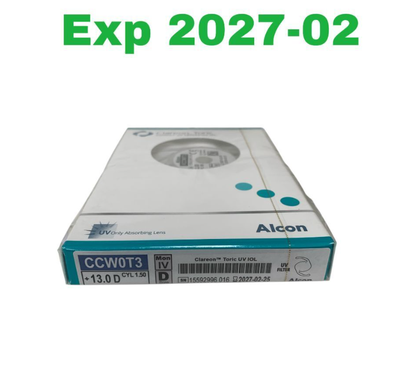 ALCON CCW0T3 Clareon Toric UV Intraocular Lens (IOL) +13.0 D CYL 1.50 Exp.2027 02