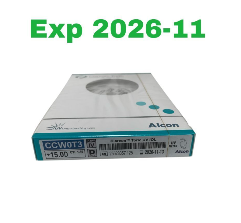 ALCON CCW0T3 Clareon Toric UV Absorbing IOL +15.0D CYL 1.50 Exp.2026 11