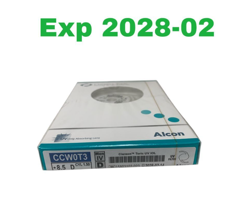 ALCON CCW0T3 Clareon Toric UV IOL Posterior Chamber Intraocular Lens +8.5 D CYL 1.50 Exp.2028 02