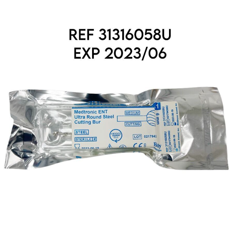 MEDTRONIC 31316058U ENT Ultra Round Steel Cutting Bur 6mm EXP 2023 06