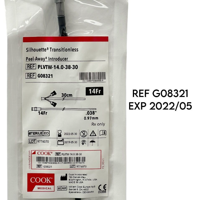 COOK MEDICAL G08321 Silhouette Transitionless Peel-Away Introducer EXP 2022 05