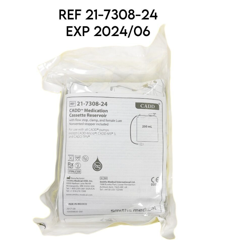 SMITHS MEDICAL 21-7308-24 CADD Medication Cassette Reservoir 250 mL EXP. 2024 06