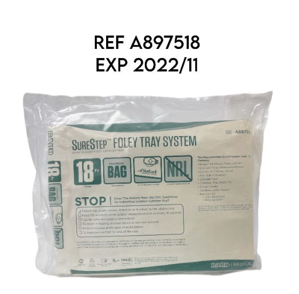 BARD A897518 SURESTEP FOLEY CATHETER TRAY SYSTEM EXP 2022 11
