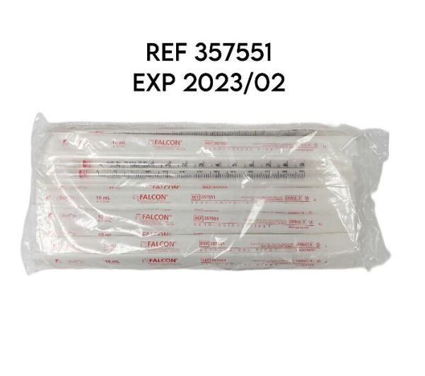 CORNING 357551 10 mL Serological Pipet  EXP 2023 02