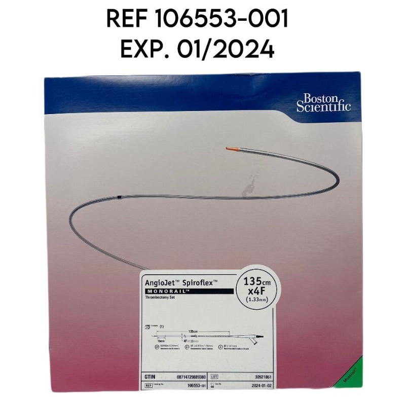BOSTON SCIENTIFIC 106553-001 AngioJet Spiroflex MONORAIL Thrombectomy Set 135cm x 4F EXP. 01 2024