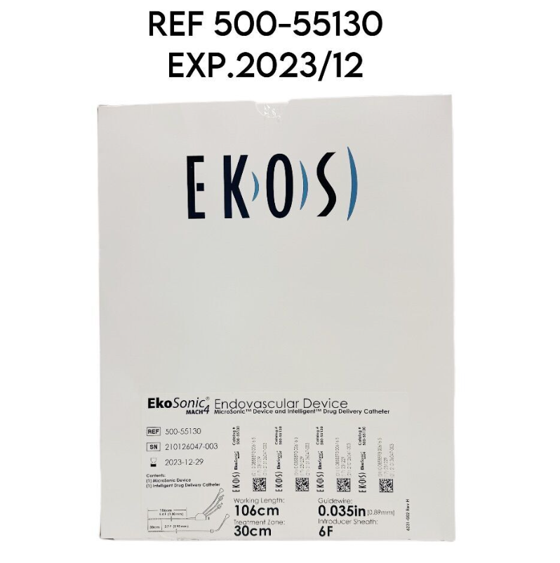 EKOSONIC 500-55130 Endovascular Device MicroSonic Device and Intelligent Drug Delivery Catheter 6F 106cm X 30cm EXP.2023 12