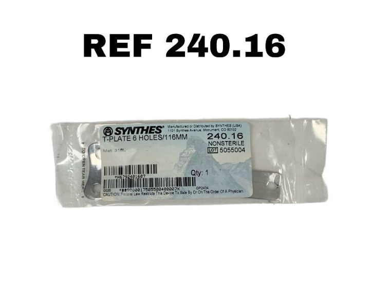 SYNTHES 240.16 T-PLATE 6 HOLES 116MM