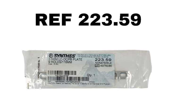 SYNTHES 223.59 3.5MM LC-DCP PLATE 9 HOLES 116MM