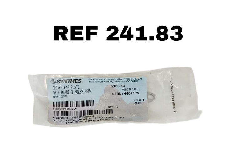 SYNTHES 241.83 CLOVERLEAF PLATE THIN BLADE 3 HOLES 88MM