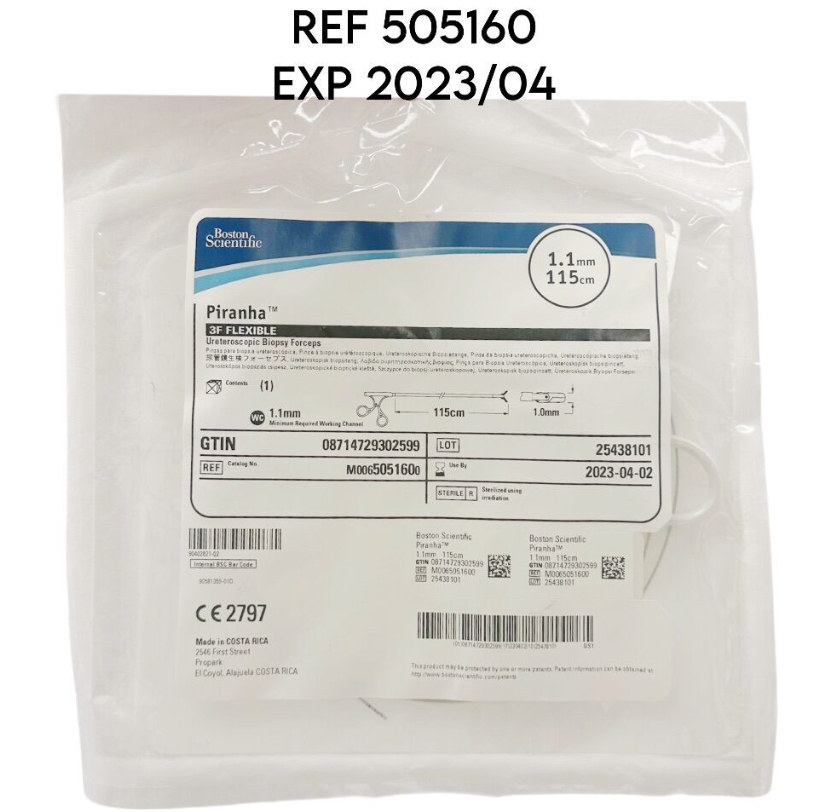 BOSTON SCIENTIFIC 505160 Piranha 3F FLEXIBLE Ureteroscopic Biopsy Forceps 1.1mm X 115cm EXP. 2023 04
