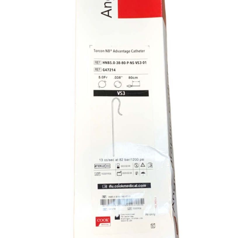 COOK MEDICAL REF G47214 Torcon NB Advantage Catheter VS3 ANGIOGRAPHIC CATHETERS BOX OF 5 EXP 2022
