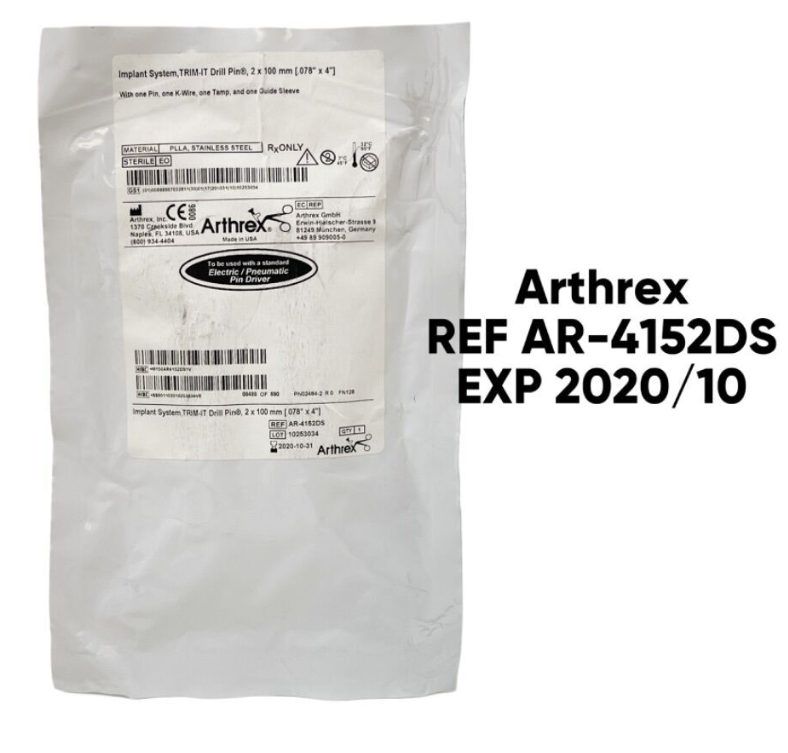 ARTHREX AR-4152DS Implant System TRIM-IT Drill Pin 2 x 100 mm [.078"X4"]EXP 2020 10