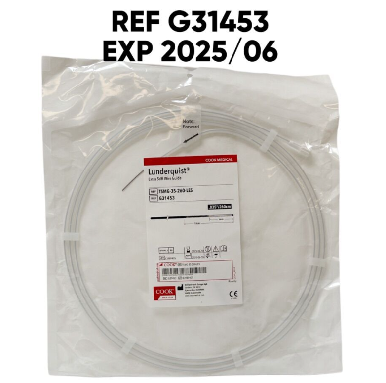 COOK MEDICAL G31453 / TSMG-35-260-LES LUNDERQUIST EXTRA STIFF WIRE GUIDE STRAIGHT 0.035" X 260CM EXP 2025 06