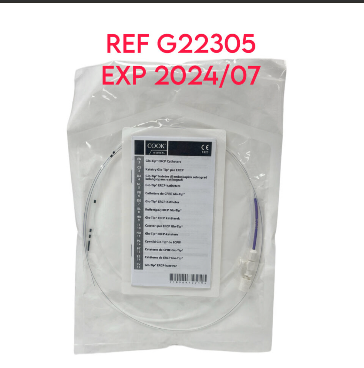 COOK MEDICAL REF G22305 GT-1-UT GLO-TIP ERCP CATHETER, 5.5-4F, EXP 2024/07