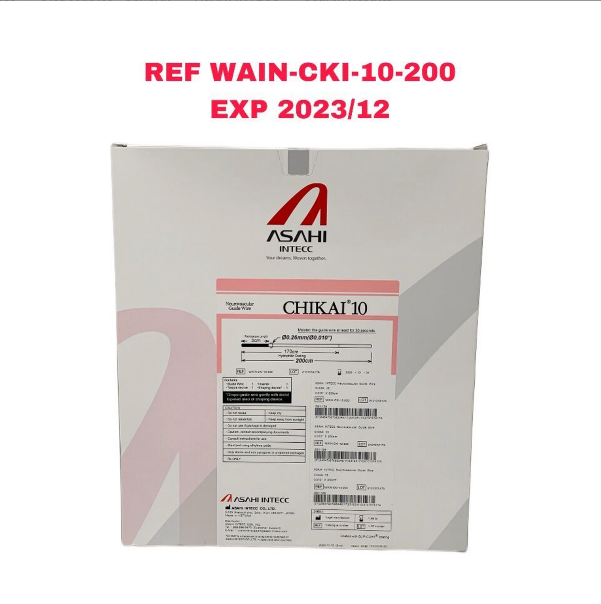 ASAHI INTECC REF WAIN-CKI-10-200, CHIKAI 10, Neurovascular Guide Wire, EXP 2023/12