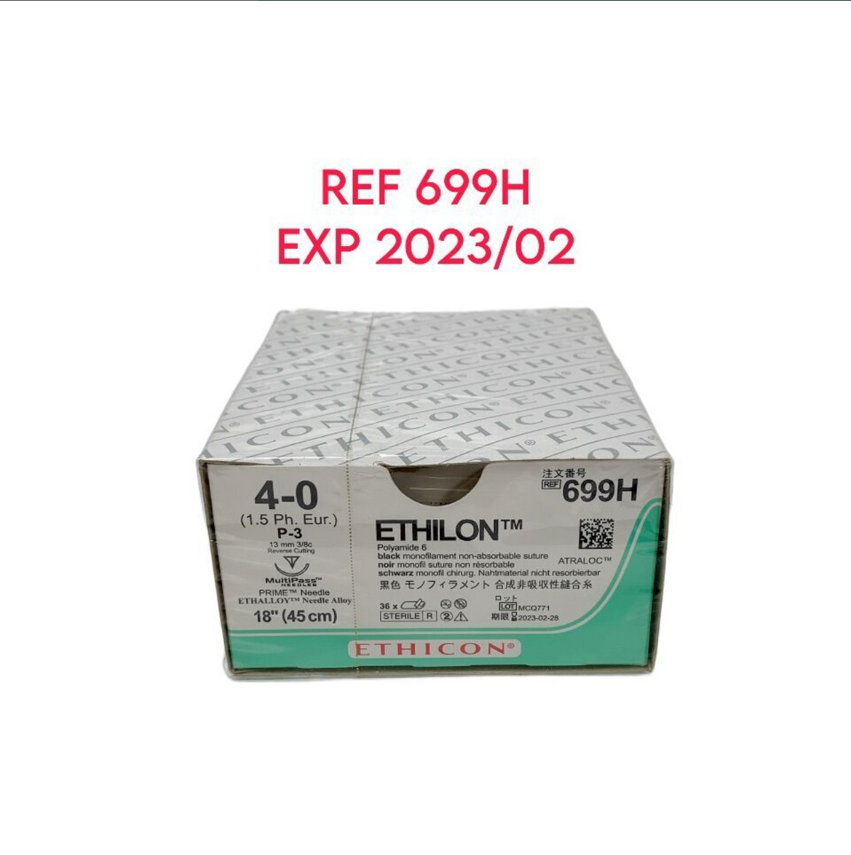 ETHICON 699H ETHILON Polyamide 6 black monofilament non-absorbable suture EXP 2023 02
