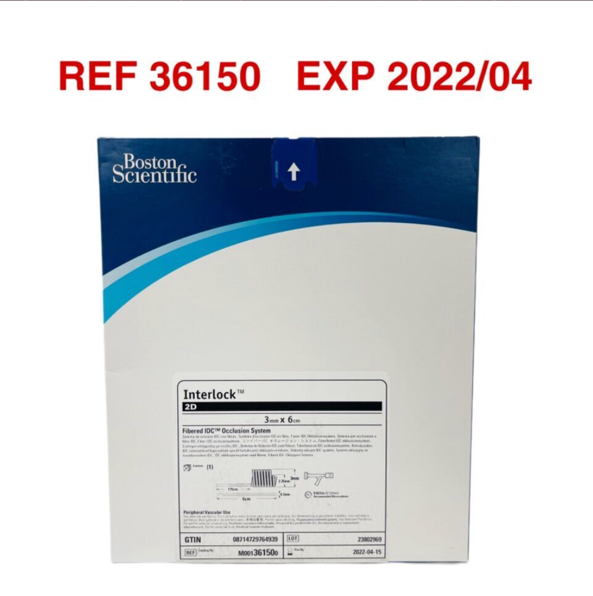 BOSTON SCIENTIFIC 36150 Interlock 2D 3mm x 6cm Fibered IDCTM Occlusion System EXP 2022 04