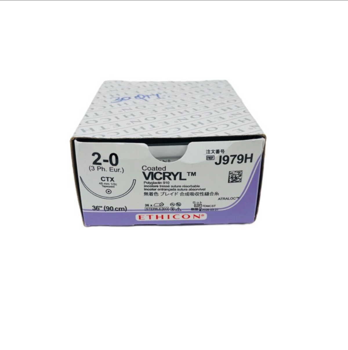 ETHICON J979H Coated VICRYL SUTURE 2-0 (3 Ph. Eur.) CTX (30/BOX) EXP 2028 03
