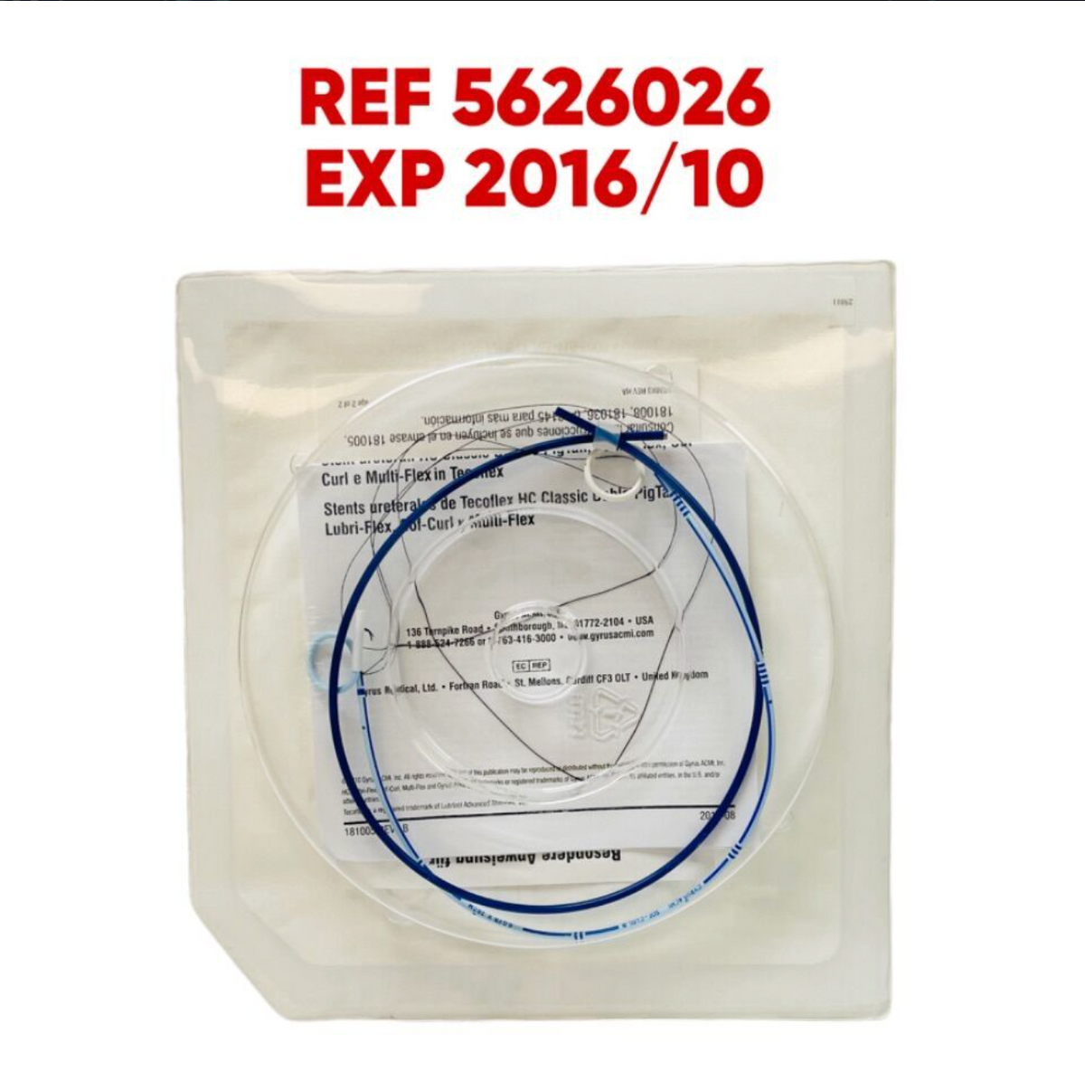 GYRUS ACMI 5626026 TECOFLEX SOF-CURL URETERAL STENT 6.0 FR X 26 cm EXP 2016 10