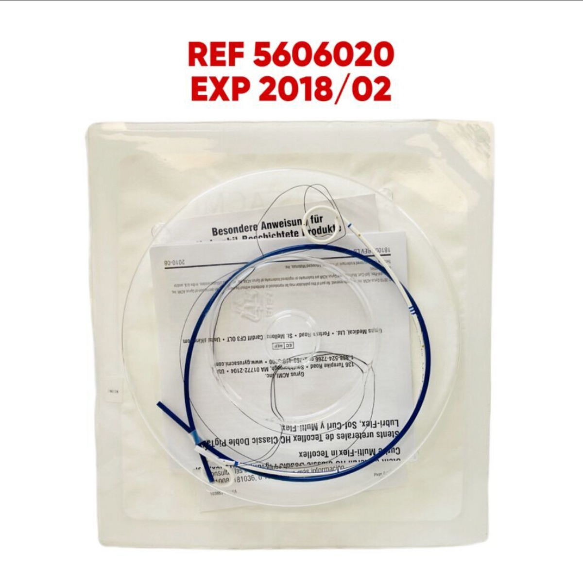 GYRUS ACMI 5606020 TECOFLEX DOUBLE PIGTAIL URETERAL STENT HYDROPHILIC COATED 6.0 FR X 20 cm EXP 2018 02