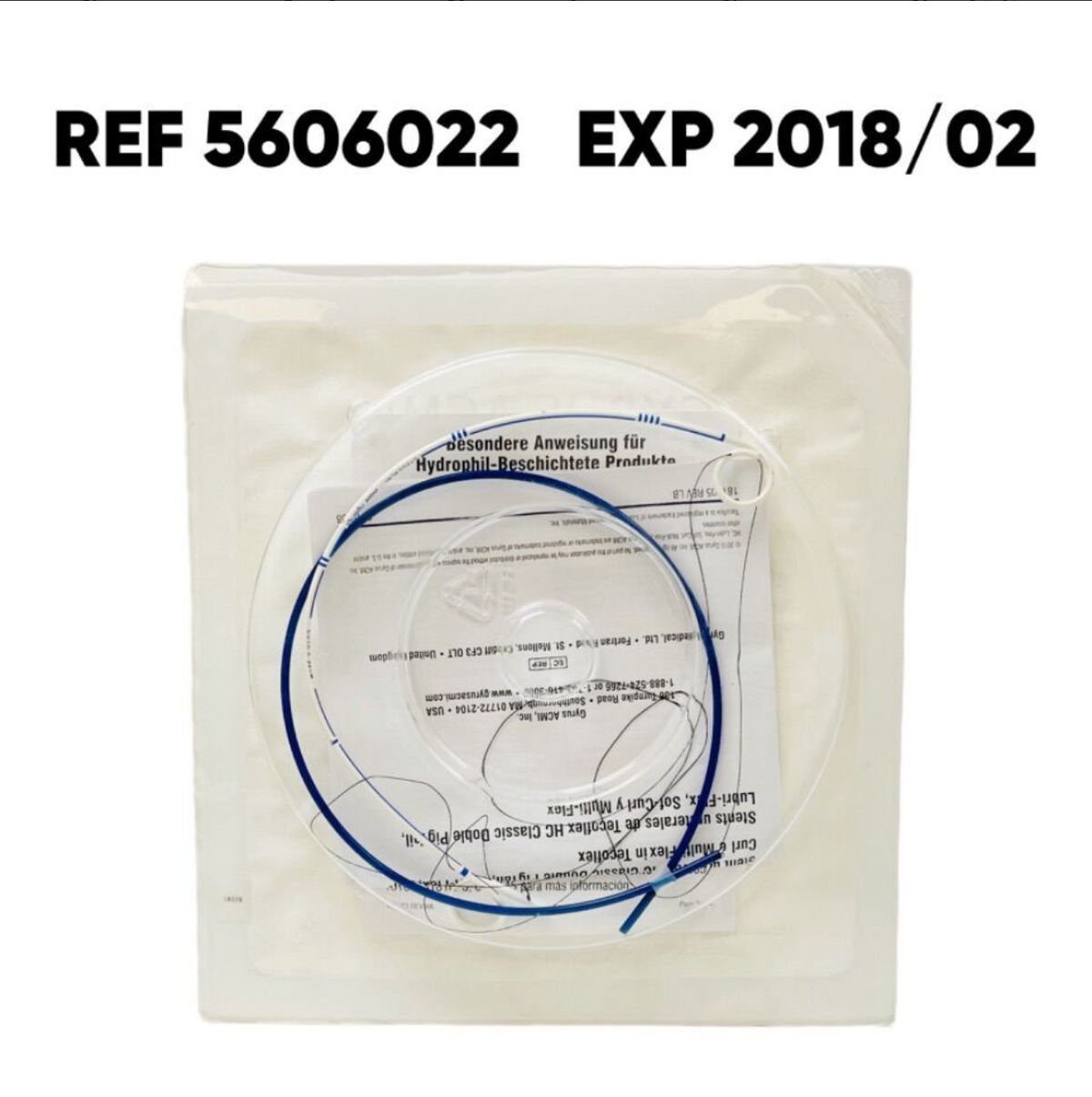 GYRUS ACMI 5606022 DOUBLE PIGTAIL URETERAL STENT HYDROPHILIC COATED 6.0 FR X 22 cm EXP 2018 02