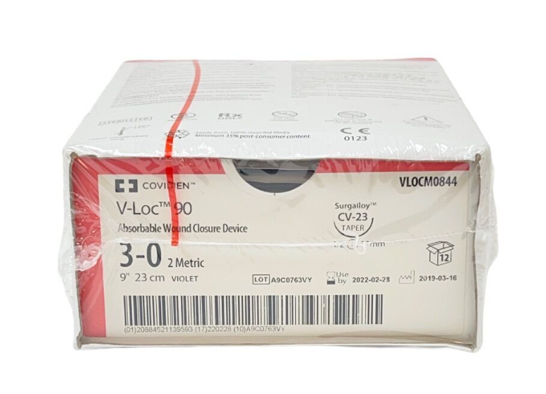 COVIDIEN VLOCM0844 V-LOC 90 Absorbable Wound Closure Device 3-0 2 Metric 9" 23 cm VIOLET  EXP 2022 02