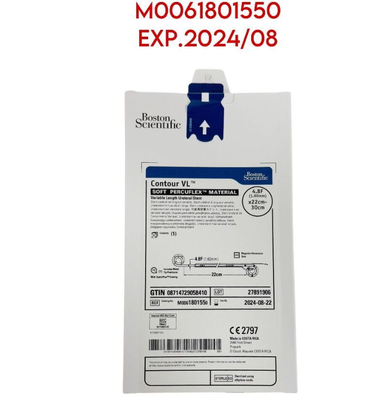 BOSTON SCIENTIFIC M0061801550 Contour VL SOFT PERCUFLEX MATERIAL Variable Length Ureteral Stent 4.8Fr. EXP. 2024 08