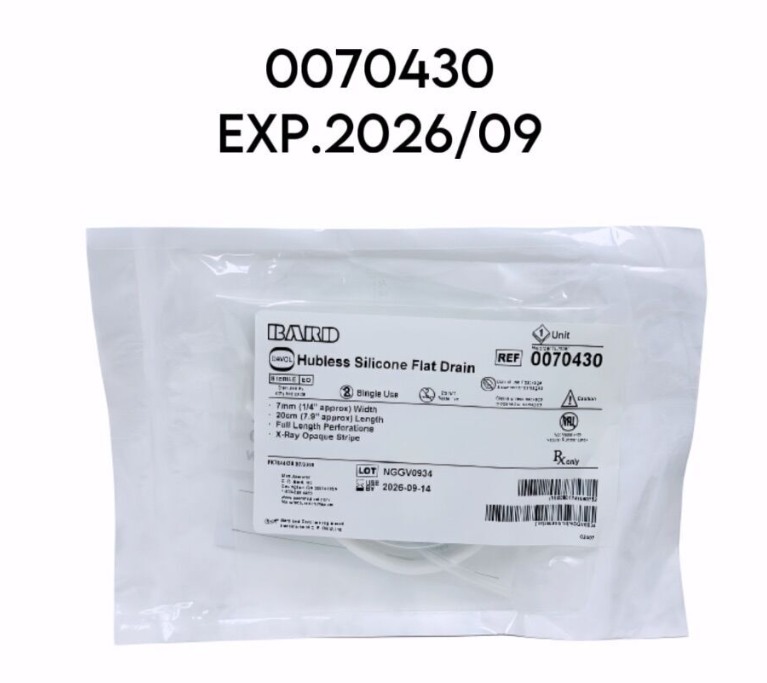 BARD 0070430 DAVOL Hubless Silicone Flat Drain 7mm X 20cm EXP.2026 09