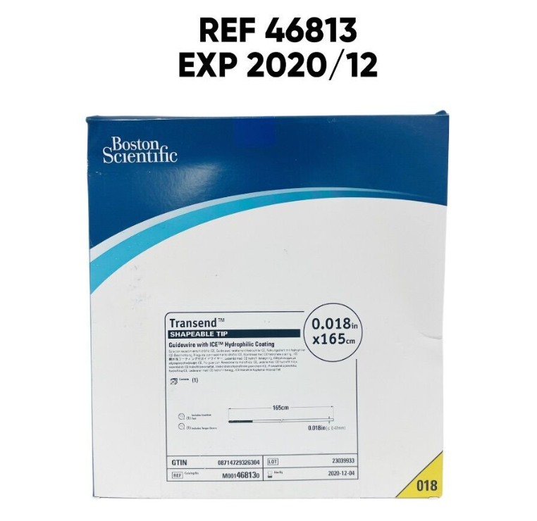 BOSTON SCIENTIFIC 46813 Transend SHAPEABLE TIP Guidewire with ICE Hydrophilic Coating 0.018in X 165cm EXP 2020 12
