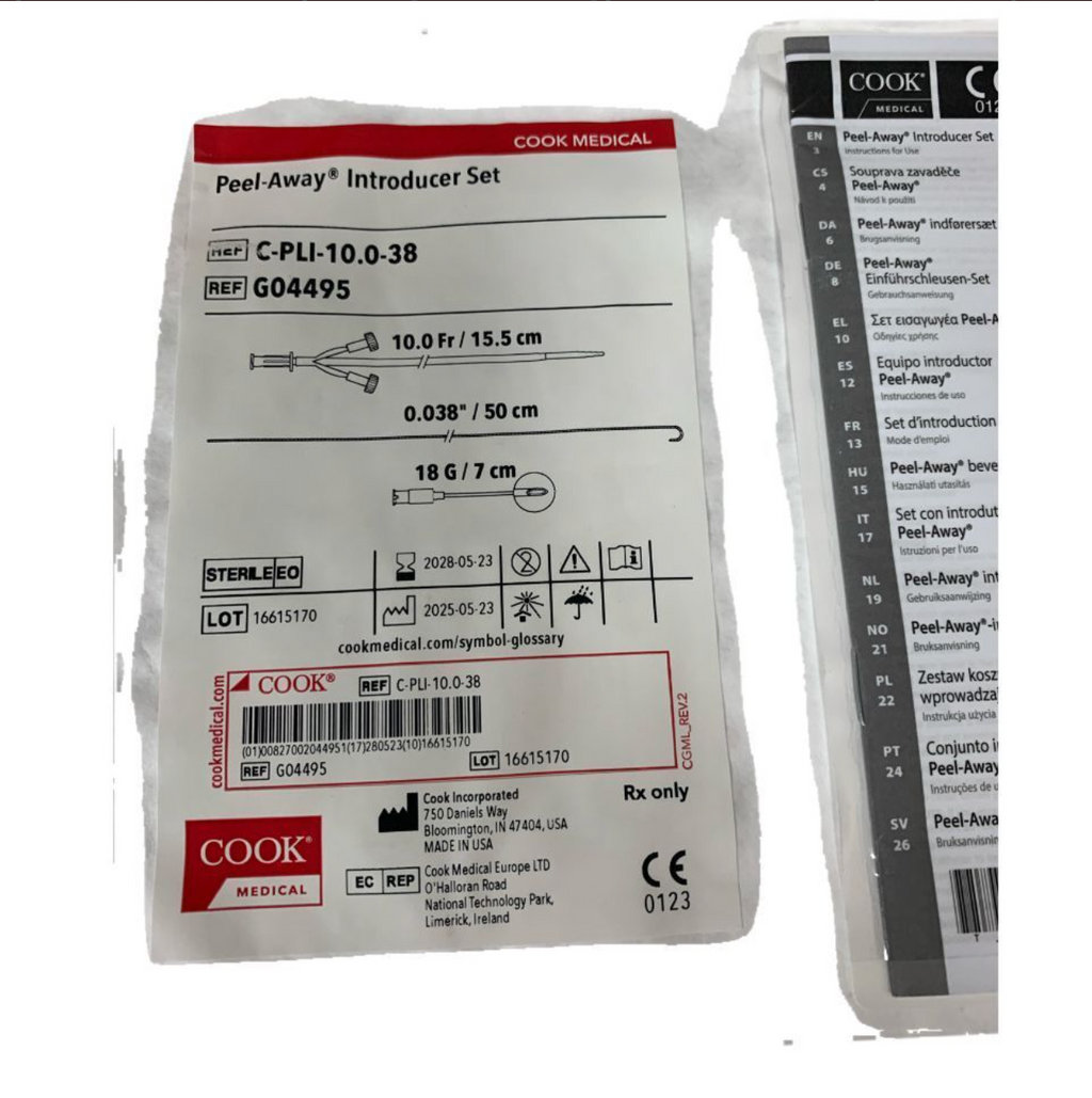 COOK MEDICAL C-PLI-10.0-38 / G04495 Peel-Away Introducer Set 10.0 Fr 15.5 cm EXP 2028 05