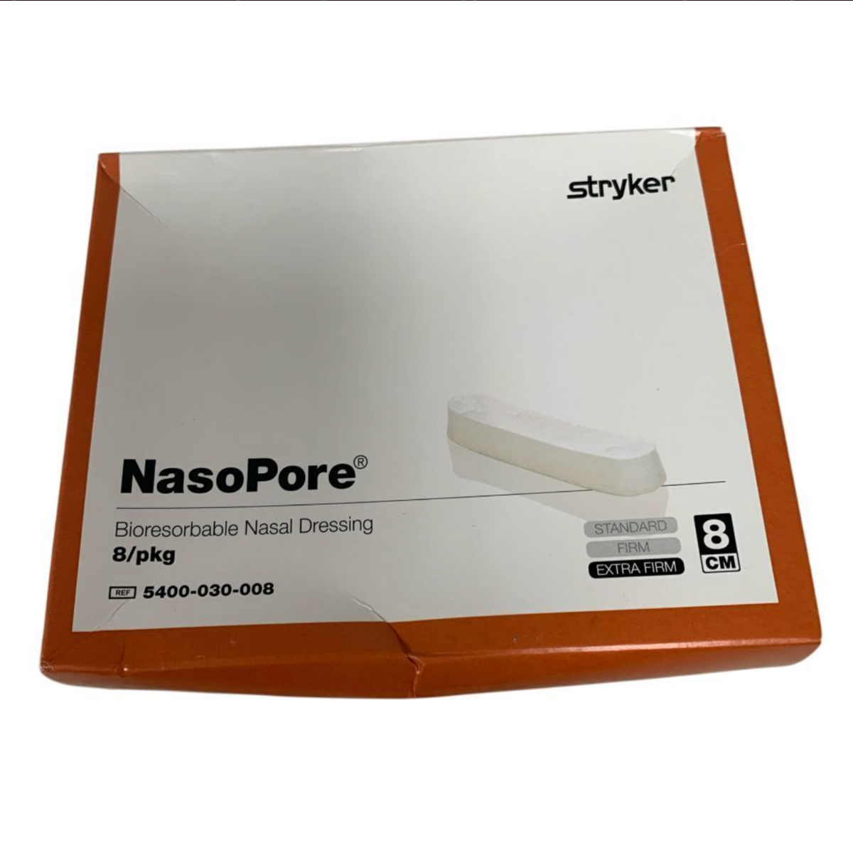 STRYKER 5400-030-008 NasoPore Extra Firm Bioresorbable Nasal Dressing 8 cm Box of 8 EXP 2026 09