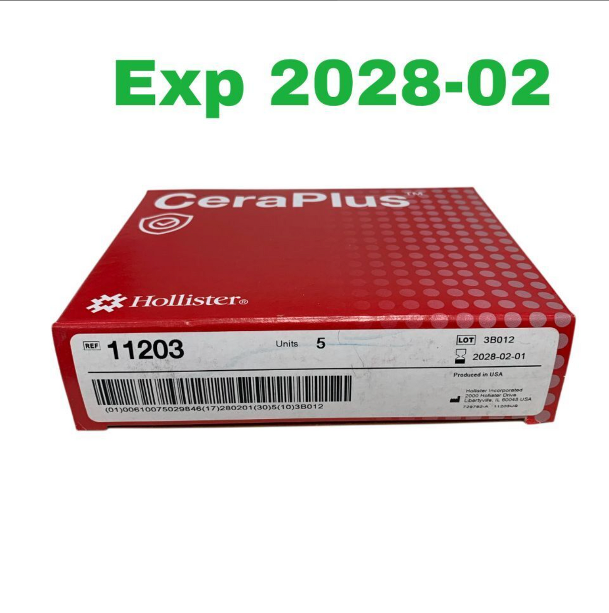 HOLLISTER INC. 11203 CeraPlus New Image 2-Piece Ostomy Skin Barrier with Tape 2 1/4" (57 mm) Box of 5 EXP 2028 02